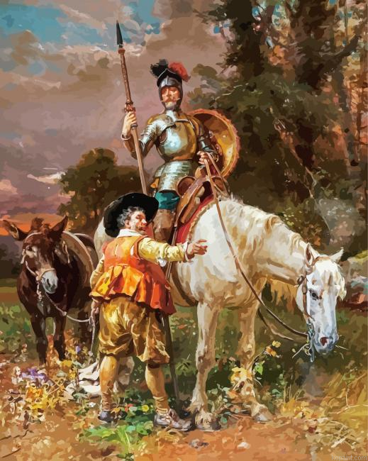 Don Quixote And Sancho Panza Art Painting By Numberss.png