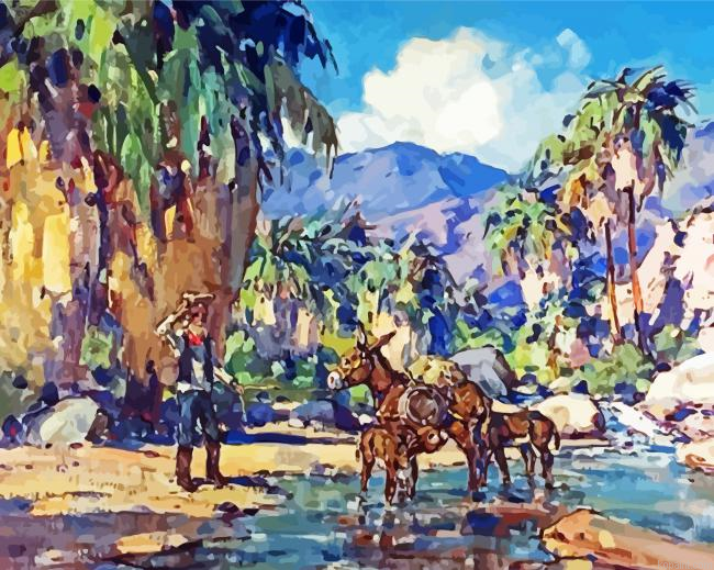 Donkeys At Watering Hole By Marjorie Reed Painting By Numberss.png