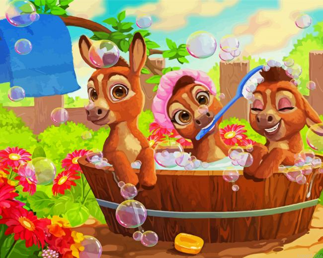 Donkeys Bathing Painting By Numberss.png