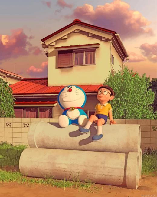 Doraemon And Nobita Painting By Numberss.png