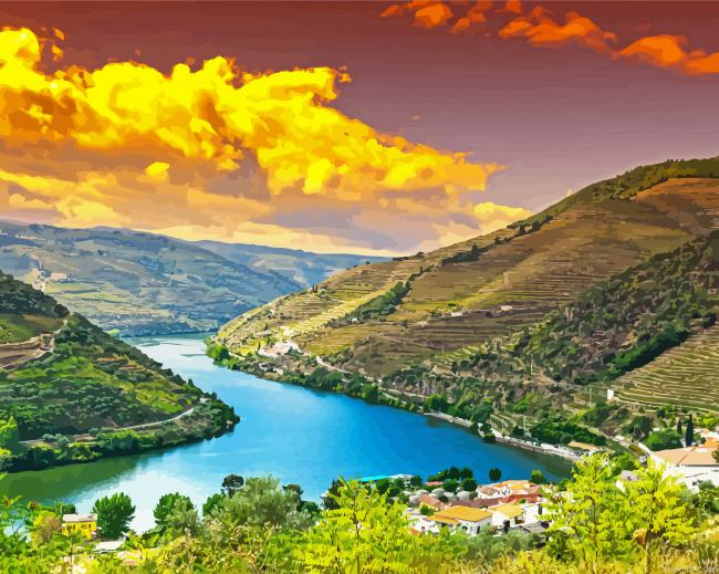 Douro Valley With Sunset View Painting By Numberss.png