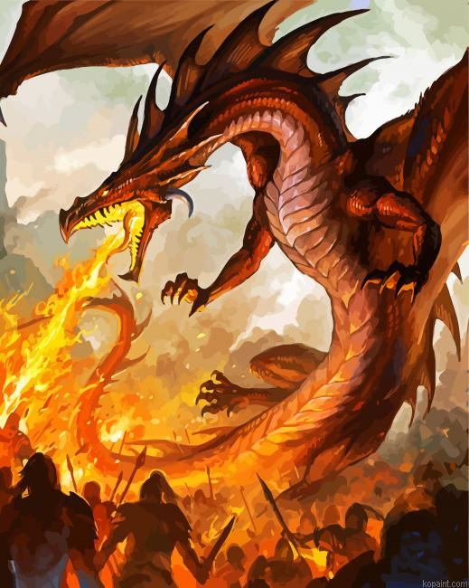 Dragon Breathing Fire Art Painting By Numberss.png