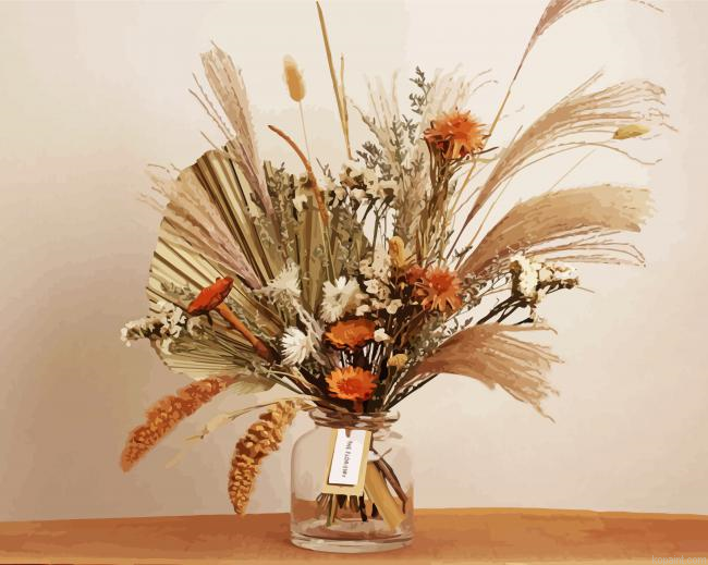 Dried Flowers In Glass Vase Painting By Numberss.png