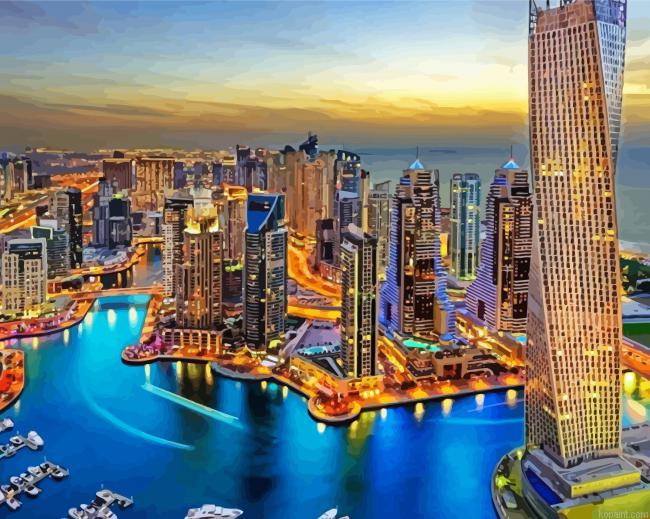Dubai Princess Tower Skyline Painting By Numberss.png