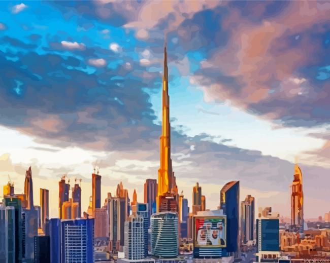 Dubai Skyline Uae Buildings Painting By Numberss.png