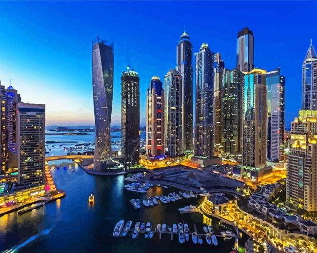 Dubai Skyline Uae Painting By Numberss.png