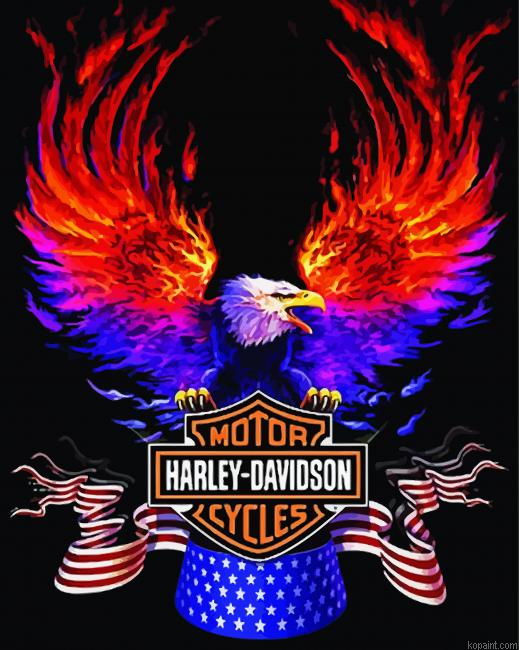 Eagle Bird With Harley Davidson Painting By Numberss.png