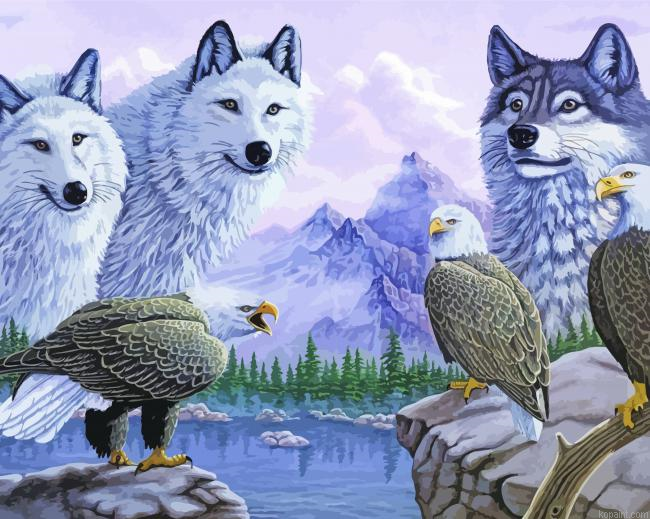 Eagles And Wolves Painting By Numberss.png