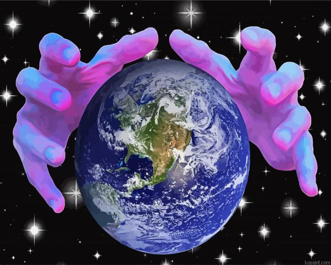 Earth Globe Planet Painting By Numberss.png