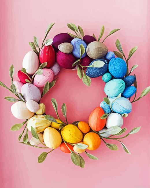 Easter Wreaths Rainbow Egg Wreath Painting By Numberss.png