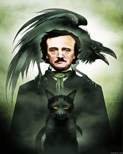 Edgar Allan Poe And Cat Painting By Numberss.png