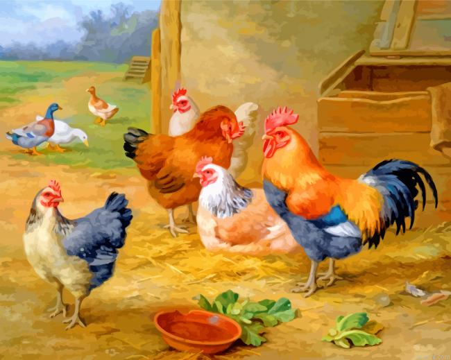 Edgar Hunt King Of The Roost Painting By Numberss.png