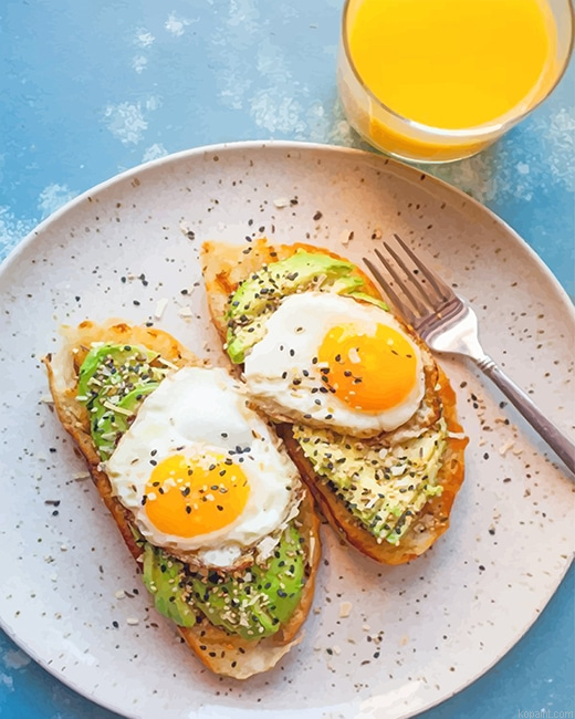 Eggs And Avocado Toast Breakfast New Painting By Numberss.png