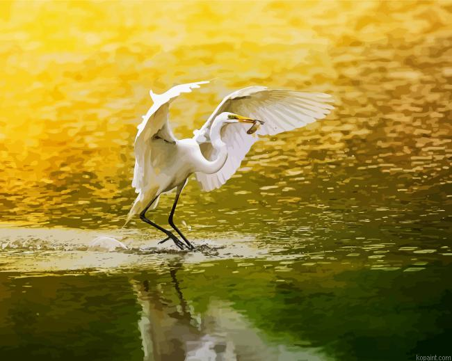 Egrets Bird Animal Painting By Numberss.png