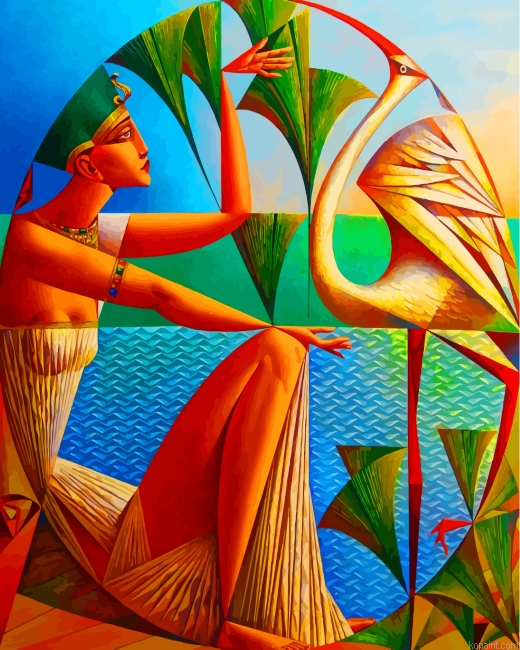 Egyptian Cubism Woman Painting By Numberss.png