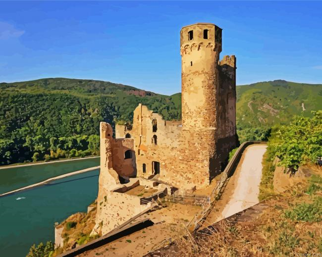 Ehrenfels Castle In Rudesheim Painting By Numberss.png