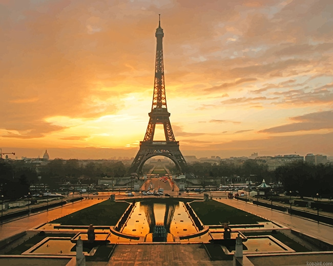 Eiffel Tower At Dawn Horizontal New Painting By Numberss.png