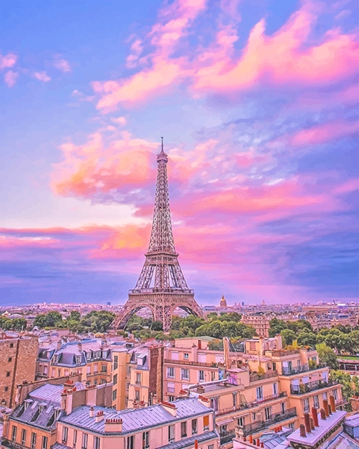Eiffel Tower Pink Sky New Painting By Numberss.png