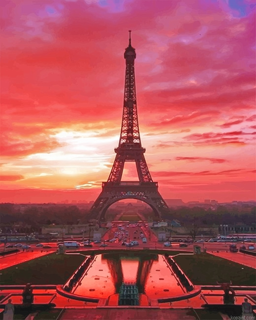 Eiffel Tower Sunset New Painting By Numberss.png