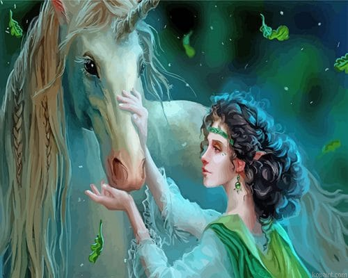 Elf With Unicorn Painting By Numberss.png