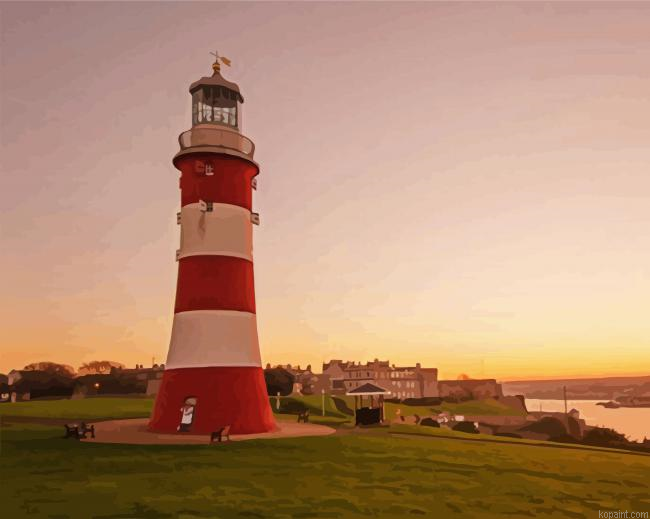 England Plymouth Lighthouse Paint By Numbers