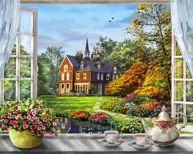 English Countryside By Window Painting By Numberss.png