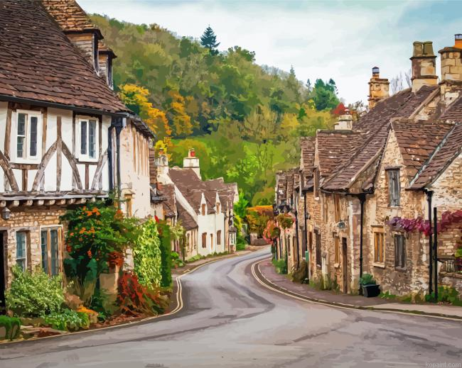 English Village Houses Paint By Numbers