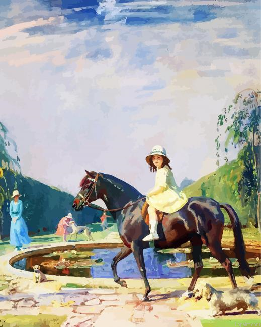 Equestrian Little Girl Paint By Numbers.png