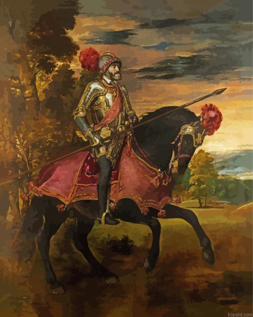 Equestrian Portrait Of Charles V By Tiziano Painting By Numberss.png