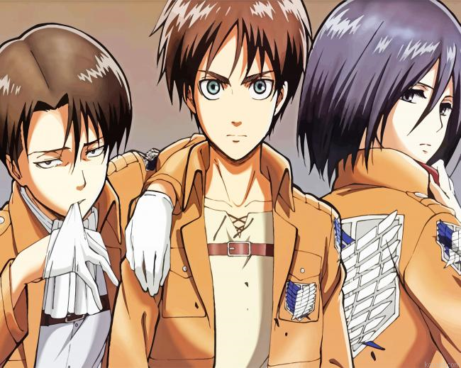 Eren Levi Mikasa Attack On Titan Painting By Numberss.png