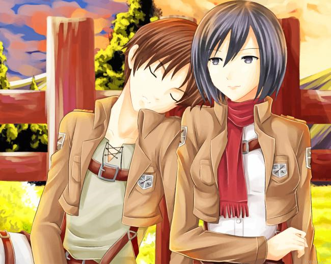 Eren Yeager And Mikasa Ackerman Painting By Numberss.png