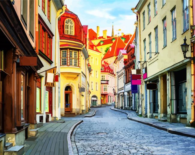 Estonia Tallinn Streets Paint By Numbers.png