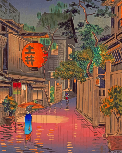 Evening At Ushigome Painting By Numberss.png