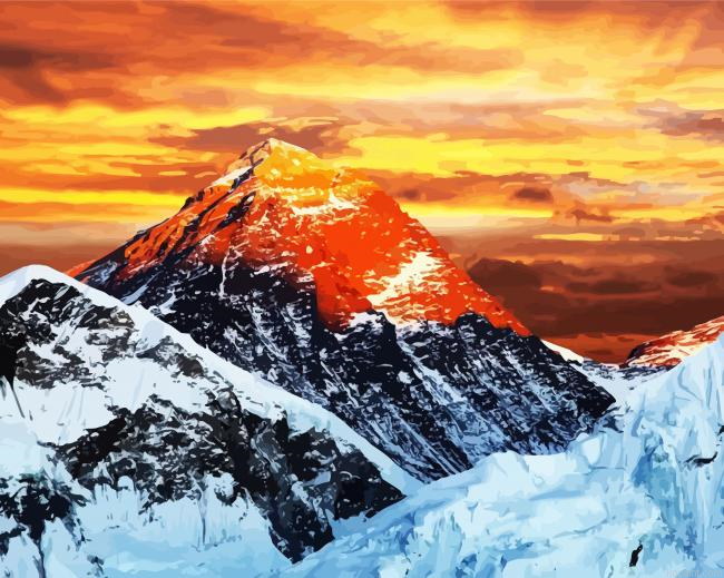 Everest Mountain At Sunset Paint By Numbers.png