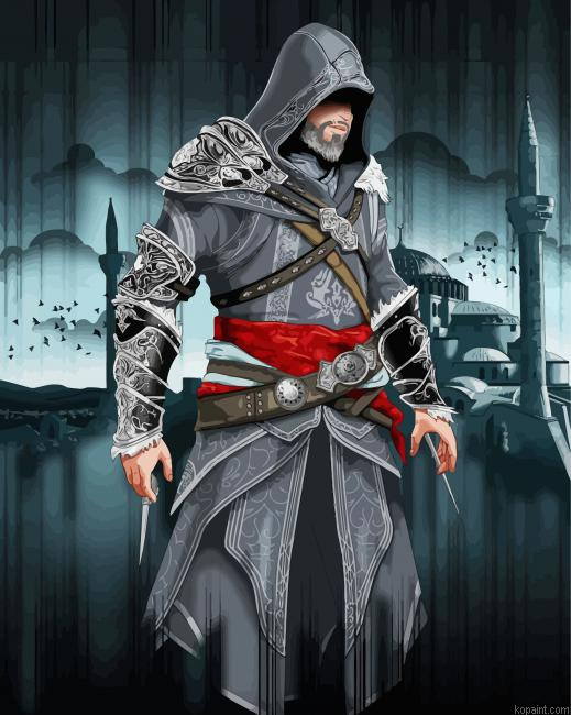 Ezio Assassins Creed Video Game Painting By Numberss.png