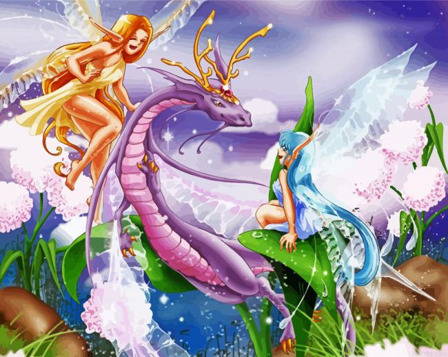 Fairies And Dragon Painting By Numberss.png