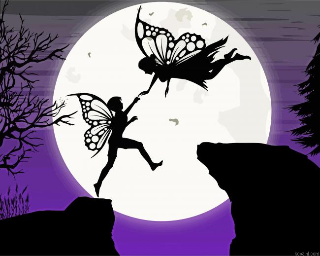 Fairy Fall In Love Silhouette Painting By Numberss.png