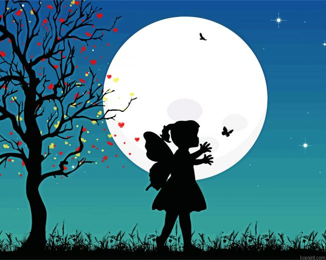 Fairy Girl Silhouette Paint By Numbers