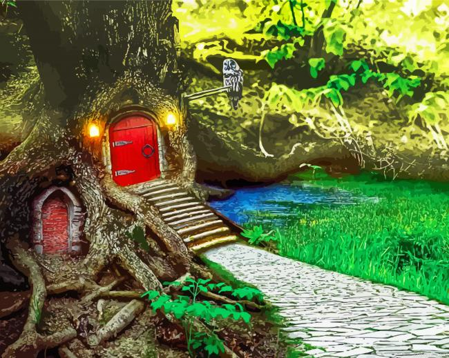 Fairy Tree House Painting By Numberss.png