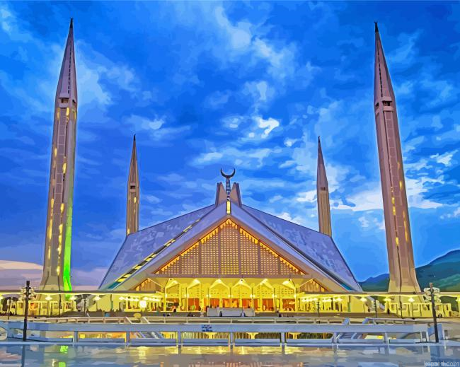 Faisal Masjid Islamabad Pakistan Painting By Numberss.png