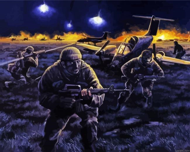 Falklands War At Night Art Painting By Numberss.png
