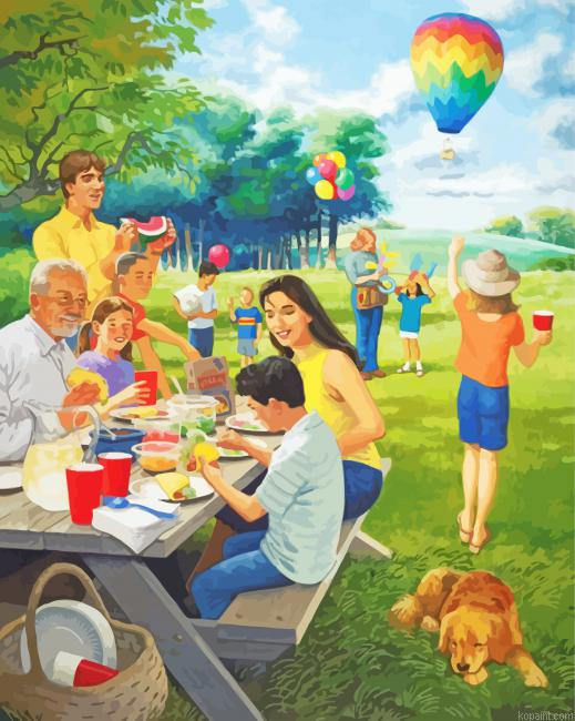 Family Picnic In The Park Painting By Numberss.png