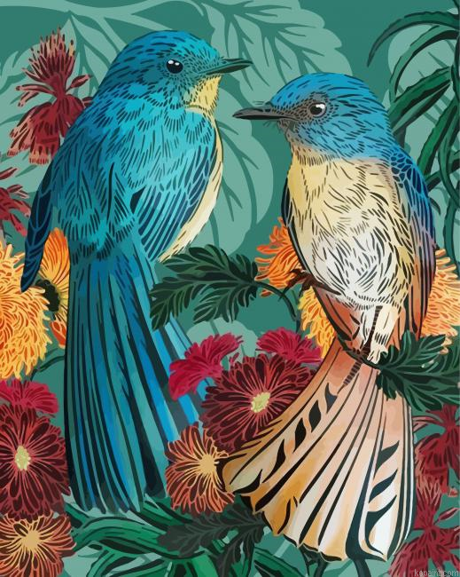 Fantail Birds Art Painting By Numberss.png