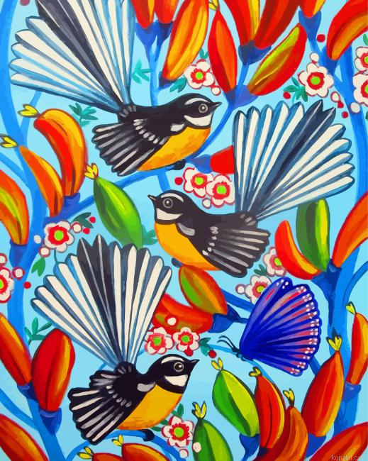 Fantails Birds Art Painting By Numberss.png