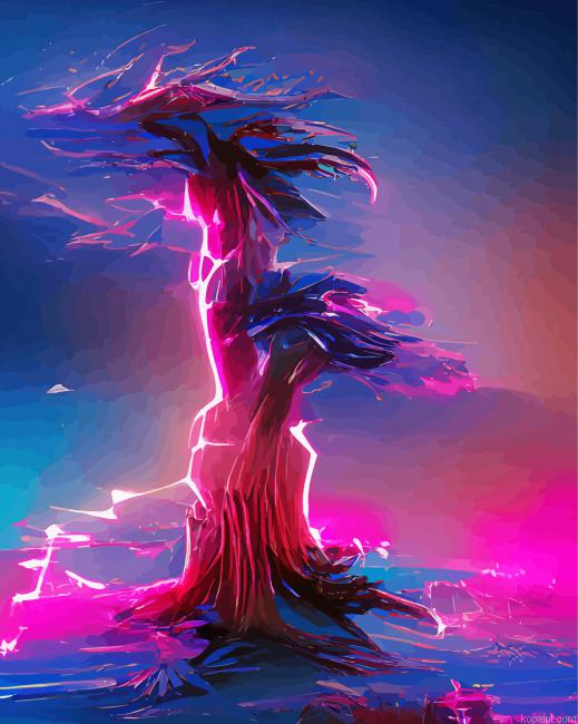 Fantastic Lightning Tree Painting By Numberss.png