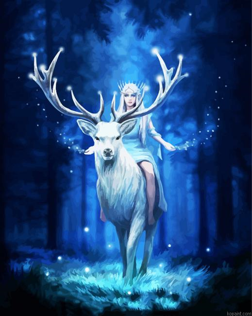 Fantasy Elf On Stag Paint By Numbers.png