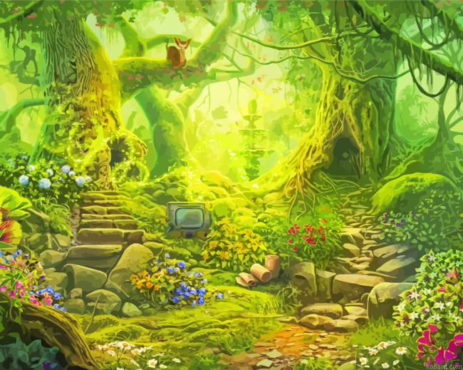 Fantasy Forest Garden View Painting By Numberss.png