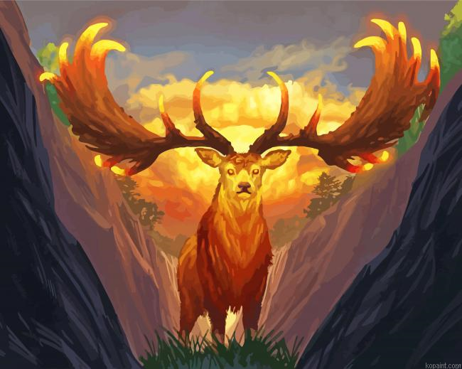 Fantasy Gold Deer Painting By Numberss.png