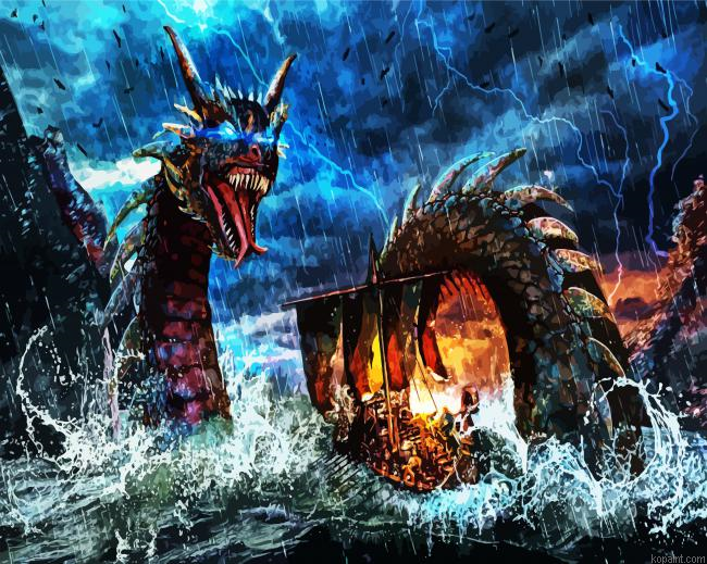 Fantasy Jormungandr Serpent Painting By Numberss.png
