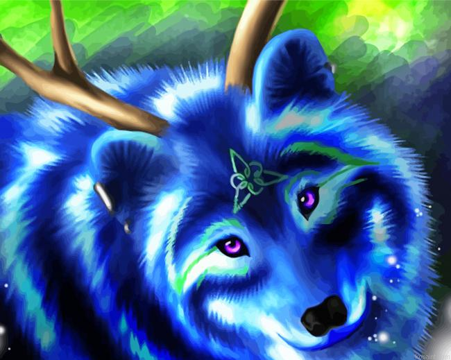 Fantasy Neon Wolf Painting By Numberss.png